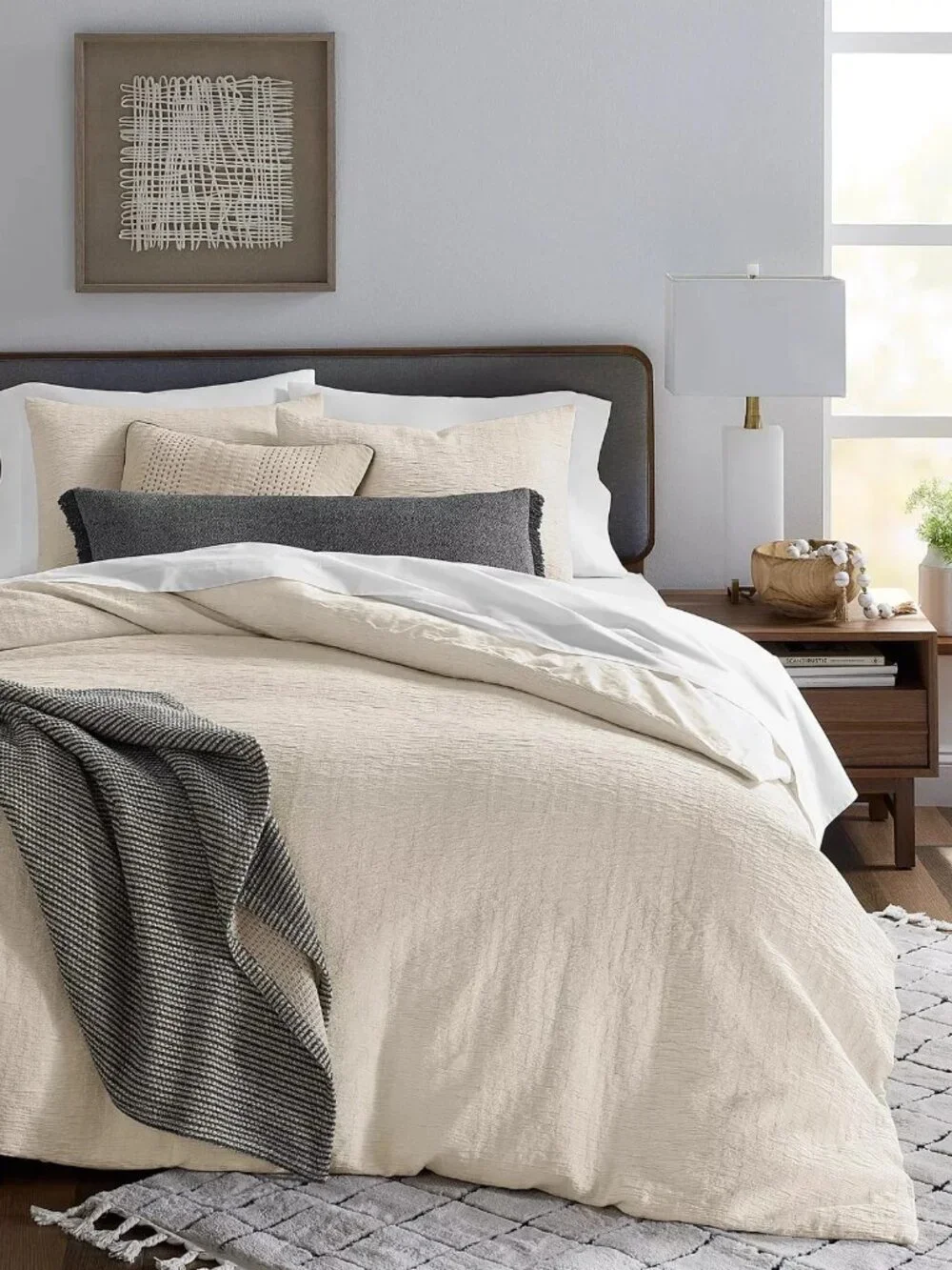 Oake Layered Horizons 3 Pc  Full / Queen Natural Cotton Duvet Set - MSRP $250